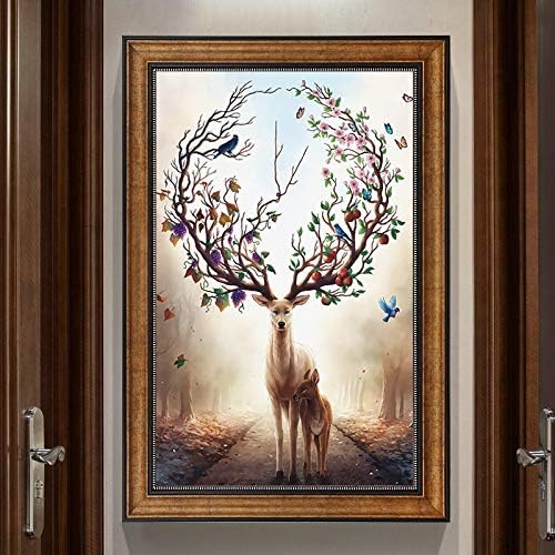 QYLLXSYY Needlework DIY DMC Chinese Cross Stitch,Sets for Embroidery Kits Precise Printed Fantasy Forest Deer Counted Cross-Stitching (Cross Stitch Fabric CT Number : 11CT Cotton120x79cm)