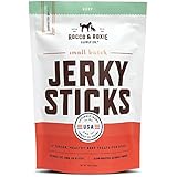 Rocco &amp; Roxie Gourmet Jerky Dog Treats Made in USA - Slow Smoked, Delicious, Tender AND Healthy 6" Jerky Sticks Treat - Choose Beef, Chicken or Turkey - 16 oz. Bag … (Beef)