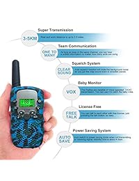 Joyfun Walkie Talkies para niños T 388 larga distancia 2 vías con linterna al aire libre Camping y senderismo Gear   1 par