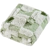 Yagle Mate Fleece Baby Blanket for Boys 3D Checkerboard Design, Warm Cozy and Fluffy Infant Newborn Toddler Small Receiving Blankets for Crib Stroller, 30x40 Inches, Green
