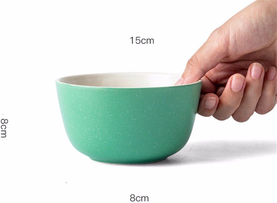 Household simple ceramic rice bowls/bowls/salad bowls/bowls/dessert Bowls,6 inches,Green1