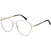 SOJOS Oversized Aviator Blue Light Blocking Glasses for Women Men, Metal Frame Clear Lens Eyeglasses SJ5098