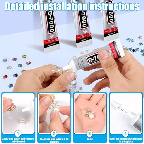 folteitei B7000 Glue, 5 Pcs Multipurpose Super Adhesive Glue, Industrial Glue for Bonding DIY Crafts, Jewelry, Phone Screen, Repair Glass Metal (15 ml/0.5 oz)
