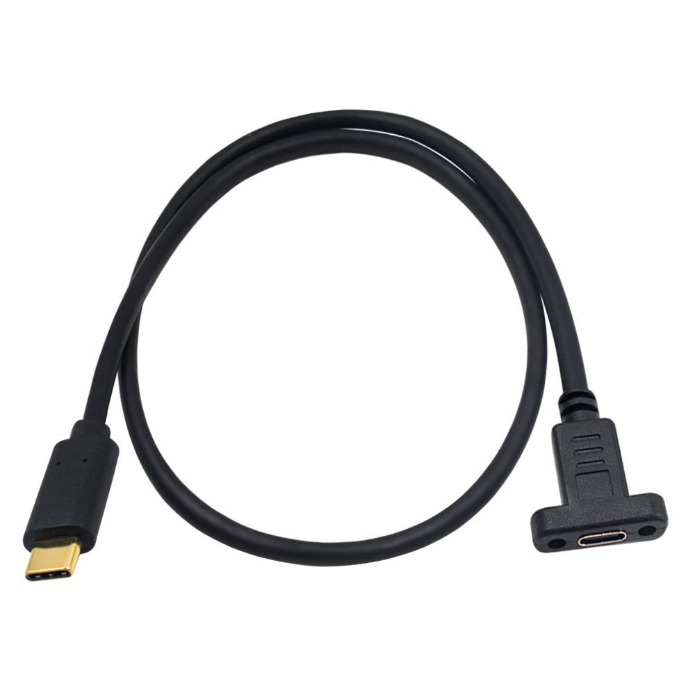 Maxhood USB C Panel Mount, USB C Male to Female Cable, USB 3.1 Type C Extender Charging & Sync Cable with Panel Mount Screw -2feet/ 60cm