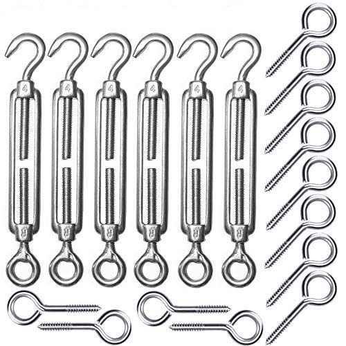 MinLiving 304 Stainless Steel MultiFunction Turnbuckle Kit, 6Pcs M4