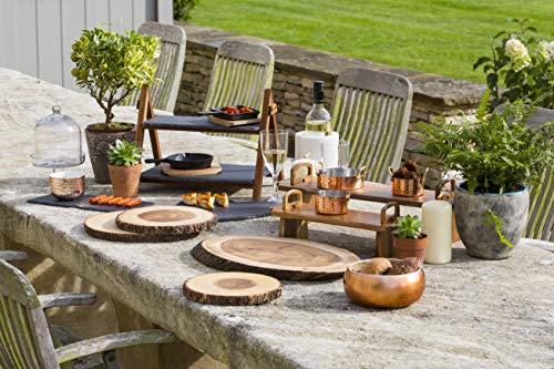 Artesà Rustikale Serviertablett aus Akazienholz, Servierplatte Holz, Käseplatte/Käsebrett mit Rindenrand, rundes… – Bild 5