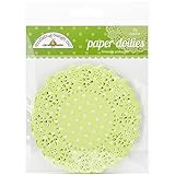 Doodlebug Doilies, 4.5-Inch, Limeade Polka Dot, 75-Pack