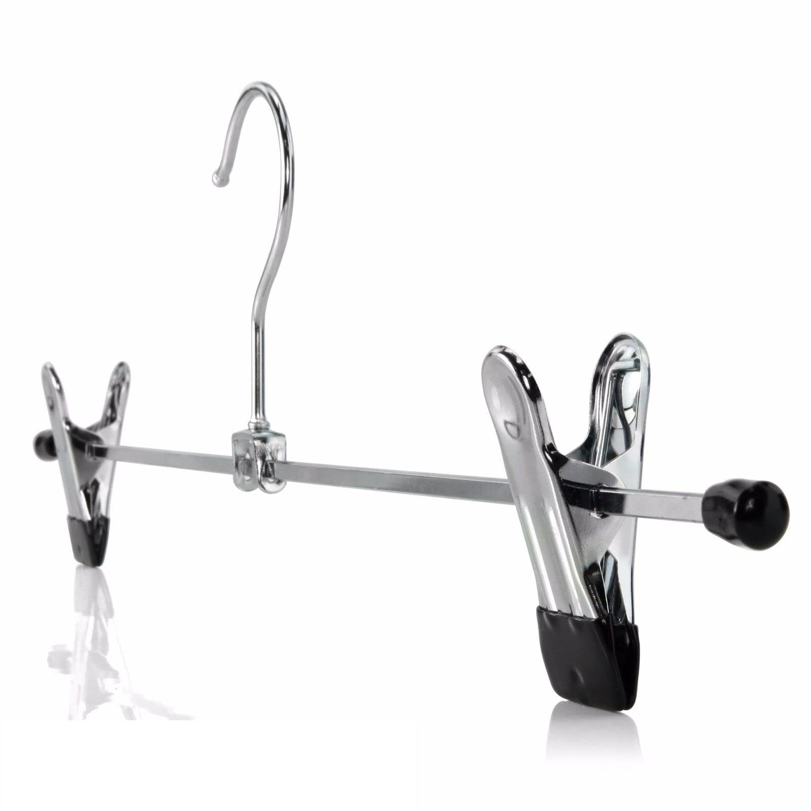 Trouser Hanger, Pant Hangers 3 Pcs Strong Chrome Skirt Coat Suit Hangers with Non-Slip Clips Space Saving Skirt Hangers Clothes Hangers 30cm