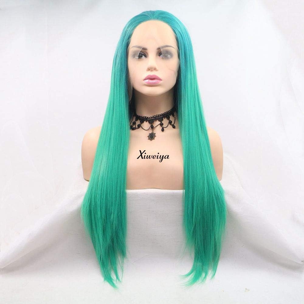xiweiya Green Wigs for Women 26" Long Ombre Green Hair Wig Silky Straight Natural Cute Synthetic Soft Wigs for Party Wig B01I0T1KWY — image 1