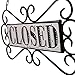 NIKKY HOME Open Closed Sign for Business with Chain Reversible Double Sided Rustic Country Metal Vintage Plaque Farmhouse Decor Door Sign for Coffee Store Restaurant Bar, 13 x 14 Inch, Black/White