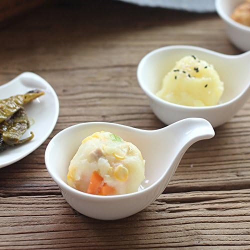 XDOBO Handmade Mini Ceramic Butter Sauce Dish Set Sauce Boat Condiment Dishes For Snack, Salad, Pickles, Sauce and Vinegar (A)