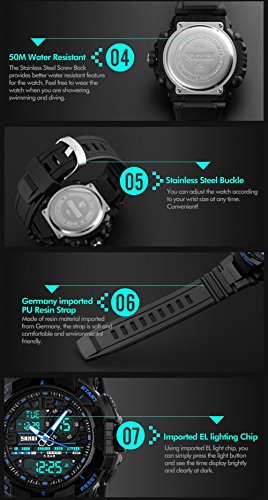 Gosasa Students Sport Watch Men Electronic Digital Analog Watch Waterproof Wristwatches