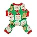 Fitwarm Cute Santa Reindeer Pet Clothes Christmas Dog Pajamas Shirts, Green, XXL