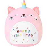 SQEQE Unicorn Cat Plush Kawaii Birthday Cat Plushies Pillow Cat Stuffed Animal Toy Soft Plushie Doll Gifts for Kids Decor(Caticorn, 8 Inch)