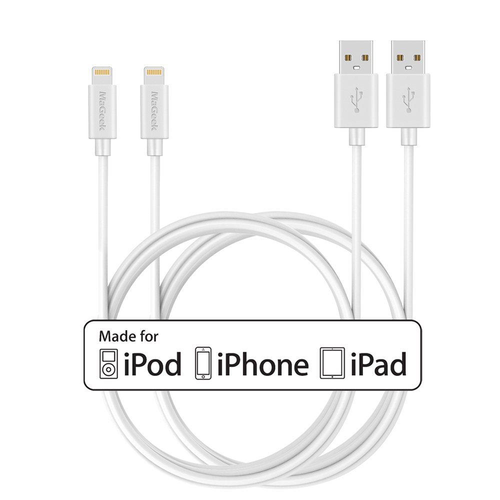 MaGeek iPhone Charger Cable 1.8m, [Pack of 2pcs] Apple MFi Certified 1.8 Meters Extra Long Lightning to USB Cables for iPhone 14/13/12/11/X/8/7/6s/6/5s/5c/5/SE Series, iPad Pro/Air/iPad mini (White)