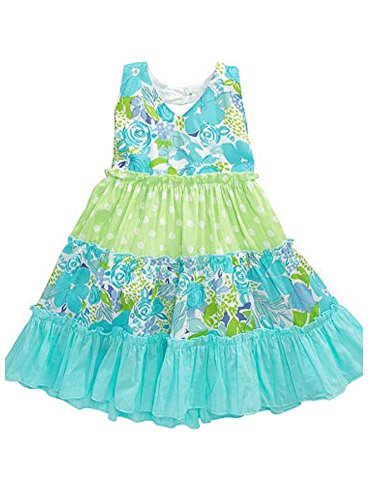 Blueberi Infant Toddler Girls Blue Green Tiered Dress Sun Dress 18m