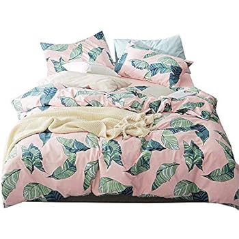 Amazon.com: AMWAN Floral Green Leaves Bedding Set Twin 3