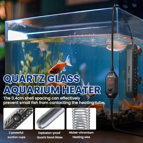 Bonlux 100W Aquarium Heater, Submersible Fish Tank Heater with Over-Temperature Protection and External Temperature Controller, 50-70Liter Turtle Tank Heater for Saltwater and Freshwater