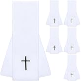 HunnmingRe 6 Pcs Football Towel 4"x12" Inches Quarterback Cotton Faith Cross Dries Hands Thin Sports Towel Self-Adhesive Closure Football Accessories for Sports Softball Gym Men Women (White)