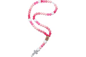Kigeli Cross Baptism Silicone Rosary God Bless First Rosary Catholic Cross Necklace Baby Shower Baptism Party Supply for Baby Shower Christian Communion Gifts