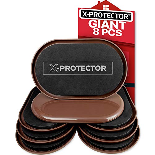 Furniture Sliders for Carpet X-PROTECTOR - 8 pcs Heavy Duty 9-1/2" x 5-3/4" Furniture Moving Pads - Sliders for Furniture. Move Your Furniture Easy with Reusable Furniture Movers Sliders for Carpets!