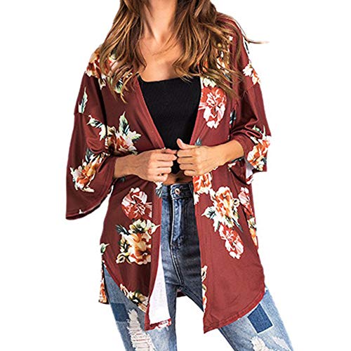 Byyong Womens 3/4 Sleeve Tops and Blouses, Casual Flower Pri