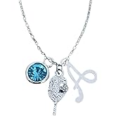 Personalized Pickleball Birthstone and Initial Necklace, Custom Pickleball Player Jewelry - Pickleball Necklace For Women, Teens & Girls