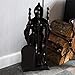 Lizh Metalwork Dark Knight Fireplace Tool Set,Black Cast Iron