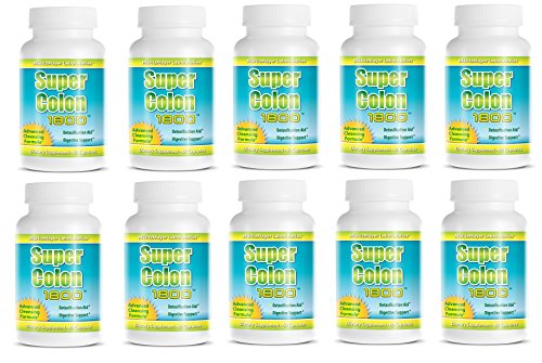 Super Colon 1800 Weight Loss Detox Cleanse All Natural with Acai Fruit and Fennel Seeds 60 Capsules Per Bottle (10 bottles)