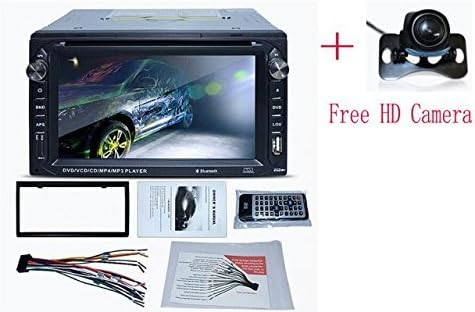 6.2 Inch Double DIN In-Dash Car DVD Receiver Touch Screen LCD Unit with DVD/CD/MP3/MP4/USB/SD/FM/ Radio/Bluetooth/Stereo/Audio/Analog TV with remote+Free Camera