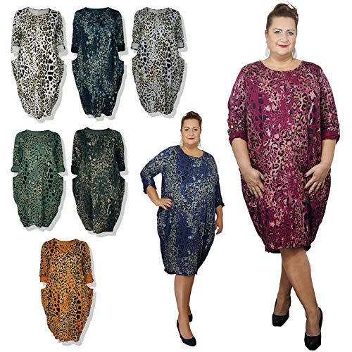 [- Wolfairy Womens Plus Size Dress Leopard Panther Lagenlook Baggy Tunic Jersey  -]