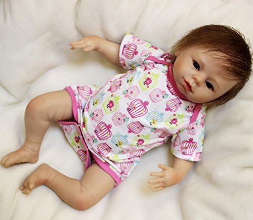 18" 45cm Handmade Real Looking Lifelke Realistic Lovely Cute Soft Silicone Vinyl Reborn Baby Newborn Doll With Magnetic Pacifier for Kids Birthday Christmas Gift Children Playmate Growth Partner