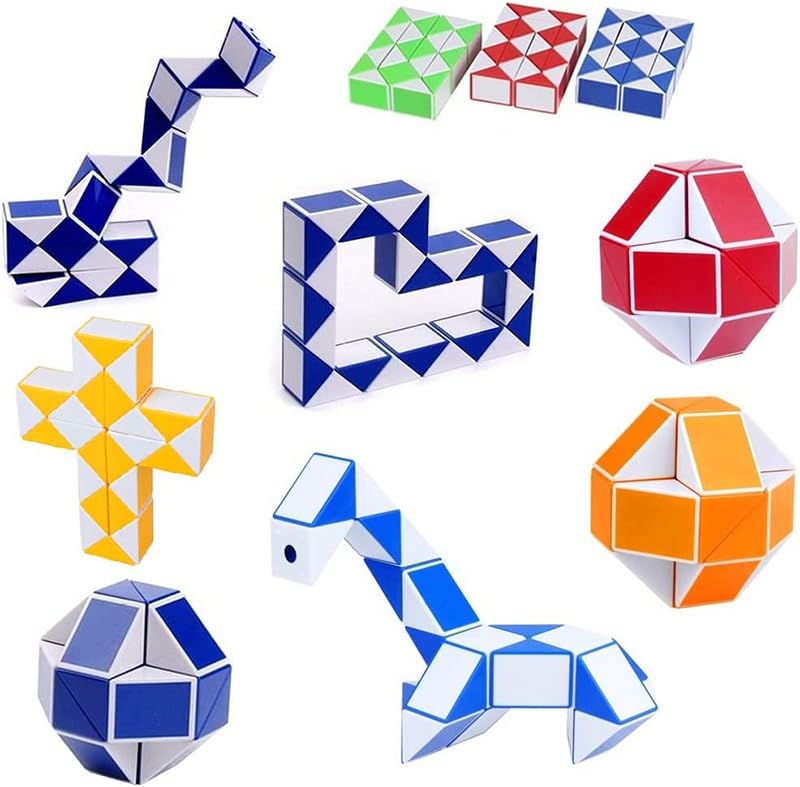 24 Pack Fidget Snake Cube Mini Twist Puzzle Bulk Toys for Kids Teens Stocking Stuffers,Birthday Party Favors,Classroom Rewards, Pinata Goodie Bags Fillers,Carnival Prizes,Treasure Box,Random Colors