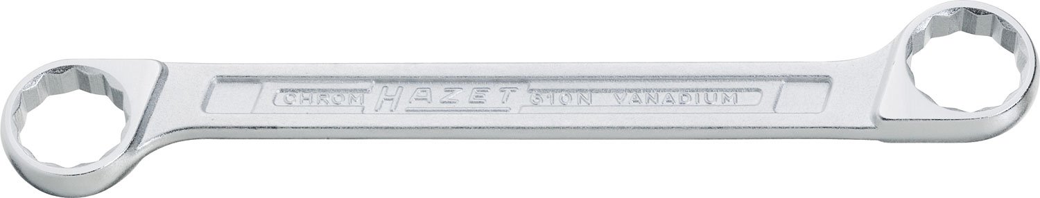 HAZET 610N-6X7 97.9 mm Hexagon Traction Profile Polished Head Double Box-End Wrench - Chrome-Plated