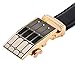 Men's Genuine Leather 35 mm Wide Adjustable Strap Dress Belt, with Automatic Ratchet Removable Gold Buckle