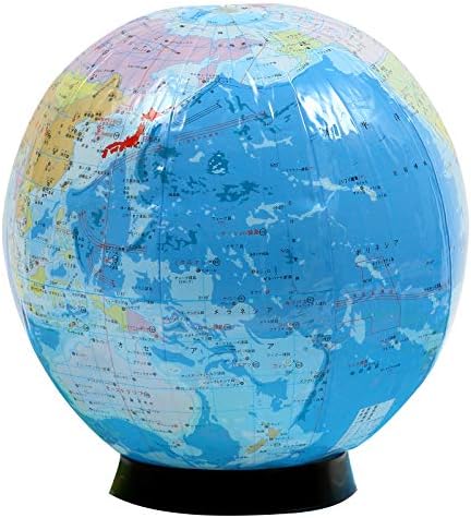 ハッピークローバー お受験専門店 リニューアル 日本語表記のビーチボール地球儀 球径30cm 置き場所に困らない 台座 世界の国旗ポスター付