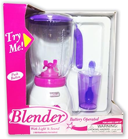 JUST LIKE MOM BATTERY OPERATED BLENDER WITH GLASS AND SPOON