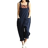 Lncropo Women's Plus Size Overalls Wide Leg Loose Baggy Jumpsuit Rompers