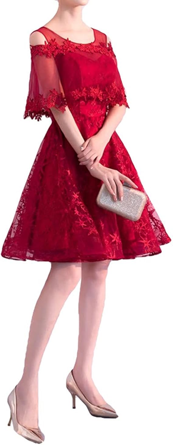 Amazon Zuomaレディース ウェディングドレス ドレス ワンピース プリンセスワンピース チュールワンピース レースワンピース 花嫁ワンピース 結婚式 演奏会 エレガント 立体な花柄刺繍 パーティードレス 通販