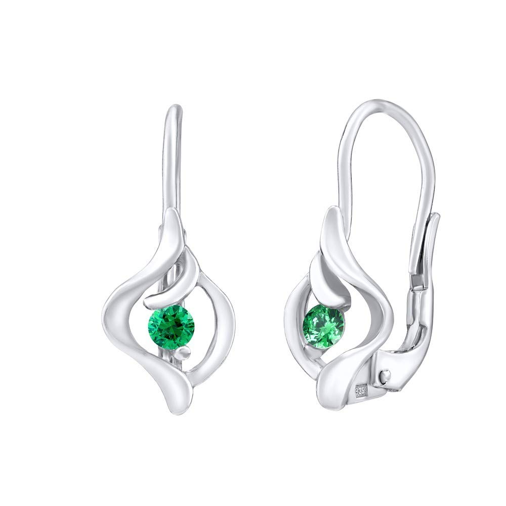 SILVEGO - SILVEGO35008G - Women 925 Sterling Silver Earrings with Green Swarovski Zirconia