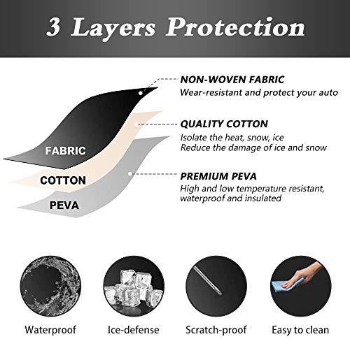 2019 Upgrade Version Car Windshield Snow Cover, Extra Large 87"x 50" 3 Layers Material Windscreen Protection Ice Removal Wiper Visor Sun Shade Protector for Most Vehicles Cars Trucks Vans and SUVs
