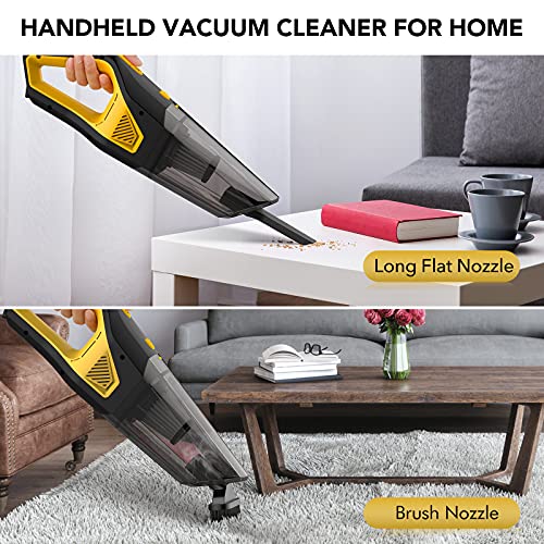 Handheld Vacuum, Cordless Handheld Vacuum, Rechargeable, 8000PA Strong Suction for Home and Car Cleaning, Yellow