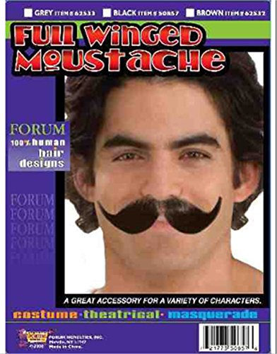 Forum Novelties 50857 Full Winged Moustache, Black