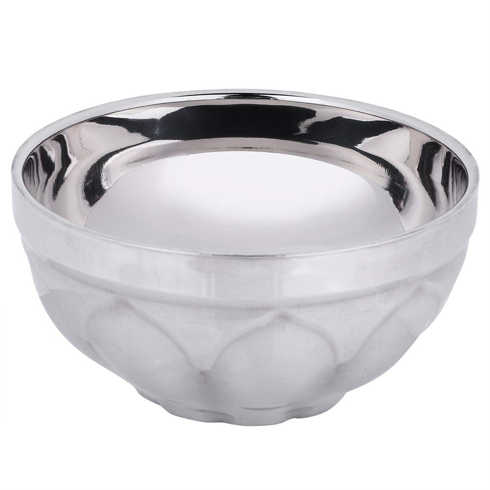 Tiiyee Stainless Steel Bowl Double Walled, Metal Snack Mixing Bowls Draining Fruits Vegetables Hot Holder Multipurpose Serving Dishes for Soup Cereal Ice Cream Rice Noodles Salad Kids Snacks
