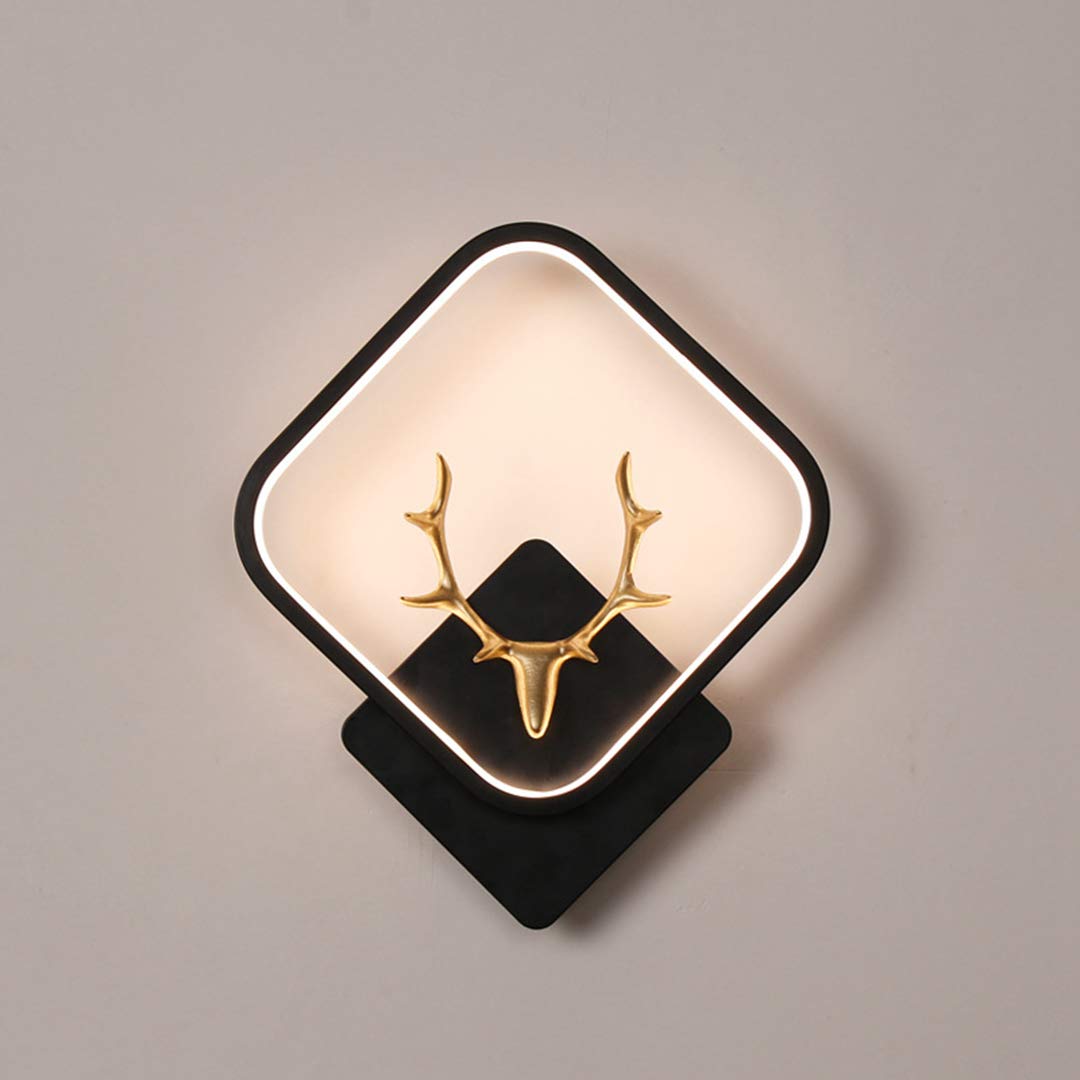 YUNZI LED Antlers Wall Lights, Modern Wall Light Nordic Tricolor Dimmable Light (3000K, 4500K, 6500K) Bedside Lamp Creative Lighting for Living Room Corridor Stairs Sconce, Dimming Lamp,Black