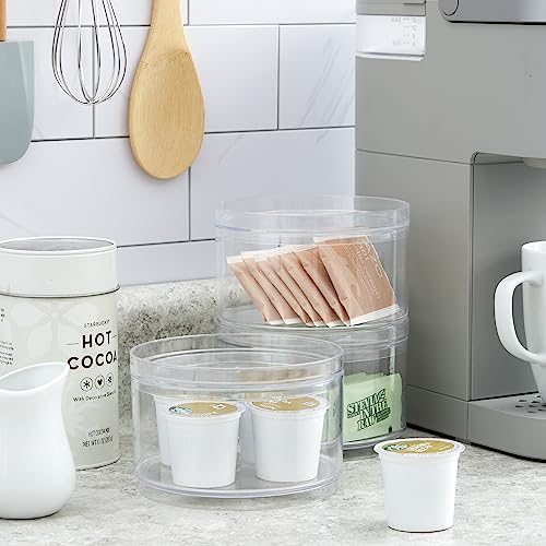 STORi Bella Stackable Clear Plastic Container (Set of 3) Round Vanity