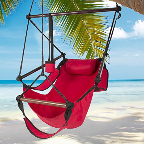 UPC 813373015133, Best Choice Products Hammock Hanging Chair Air Deluxe Outdoor Chair Solid Wood 250lb Red