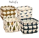 4 x Freedi Fabric Storage Cubes Foldable Cosmetic Toys Organizer Mini Square Storage Bins for Nursery with Handle