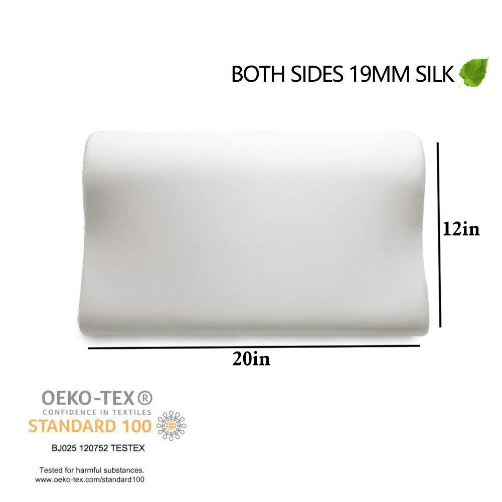 Silk Memory Foam Pillow Cover Case 19 Momme Organic Mulberry Silk