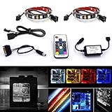 Airgoo Computer LED Strip Kit - Bright Vibrant LED Computer Lighting LED Computer Lights - RGB Multi Color 2pcs 20inch LED Strip Light with Multi Function RF Remote for Desktop PC Computer Mid Tower